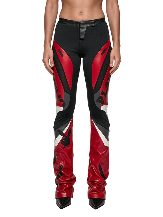 Playboy Moto Mesh Pants - Red