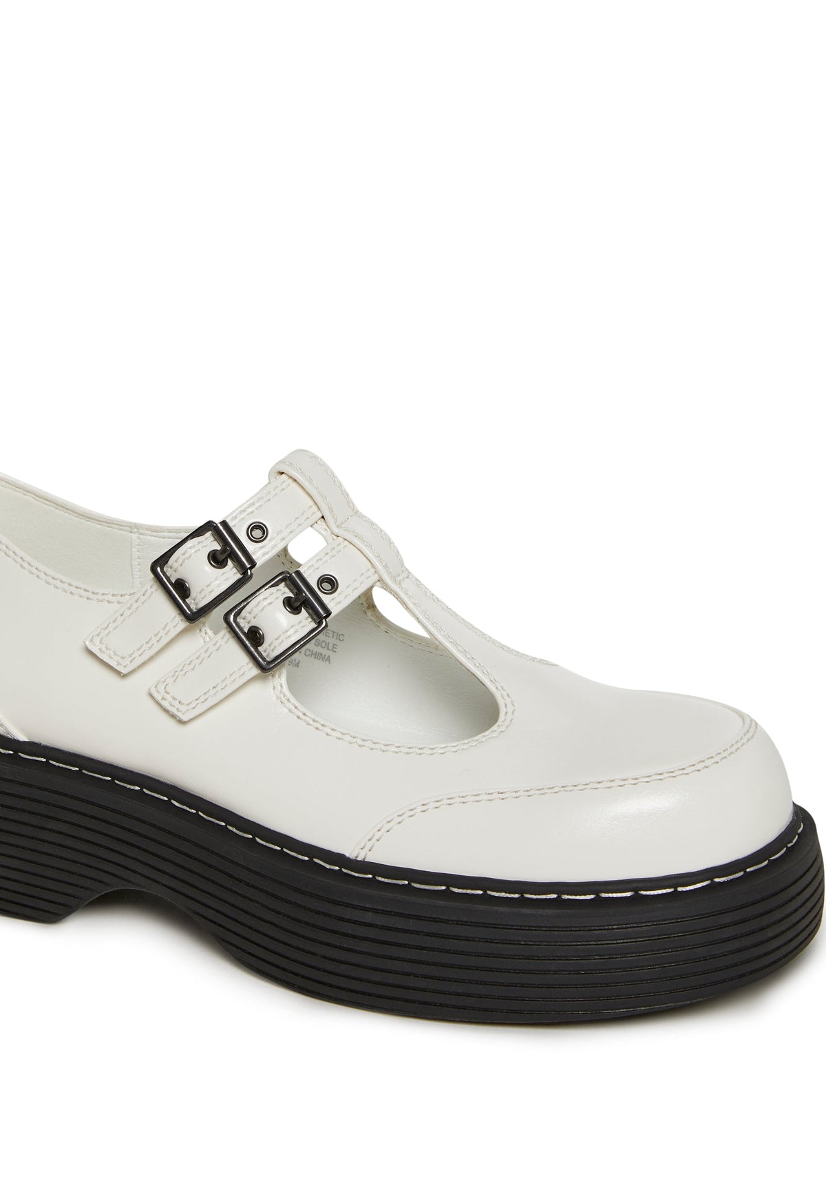 Double Strap Mary Jane - White