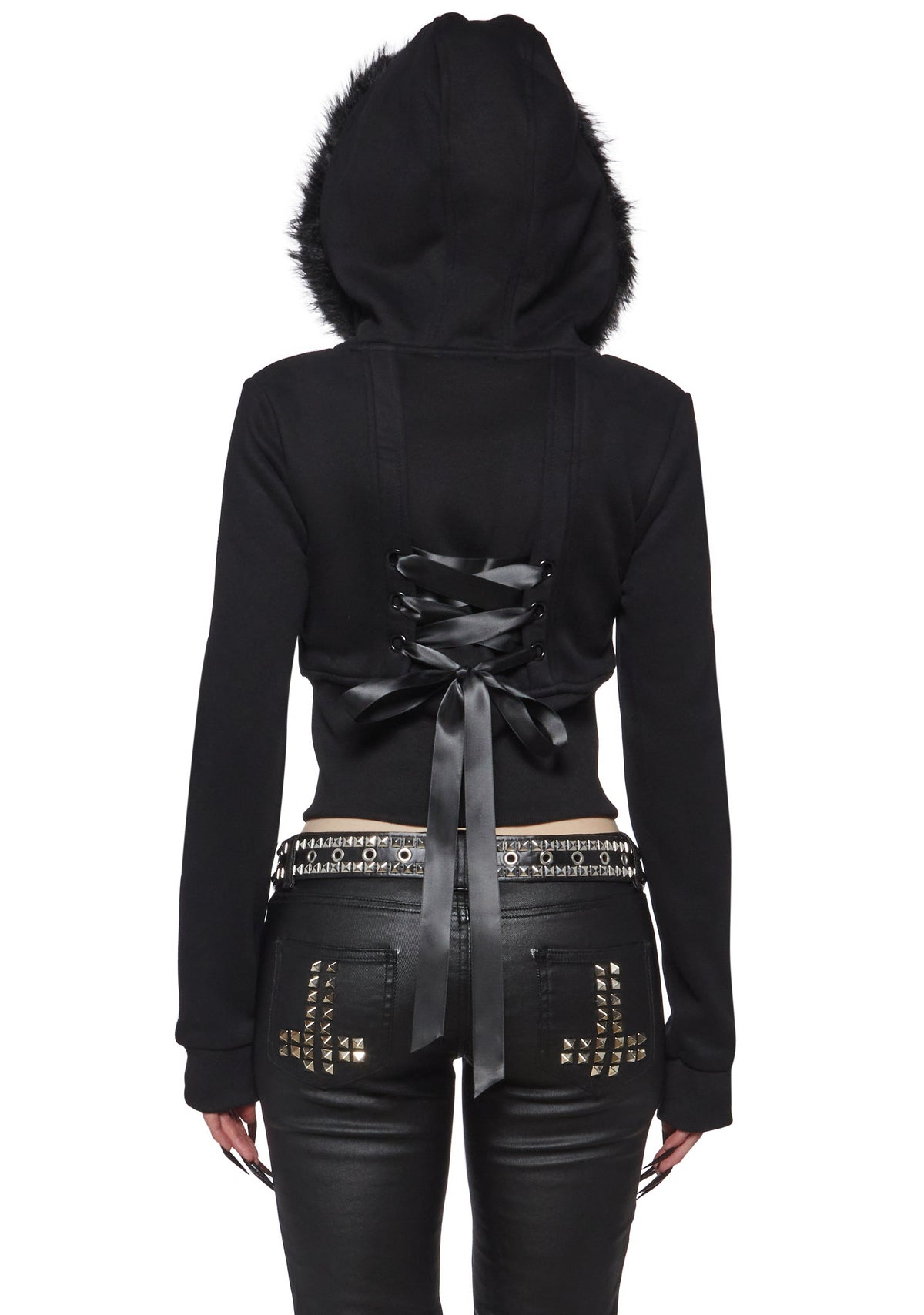 Afterhours Cropped Faux Fur Hood Fleece Jacket