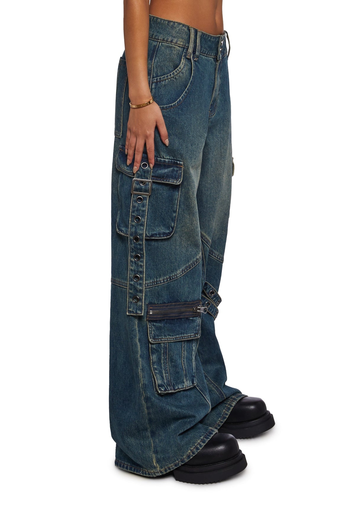 Digital Attraction Cargo Pants - Blue