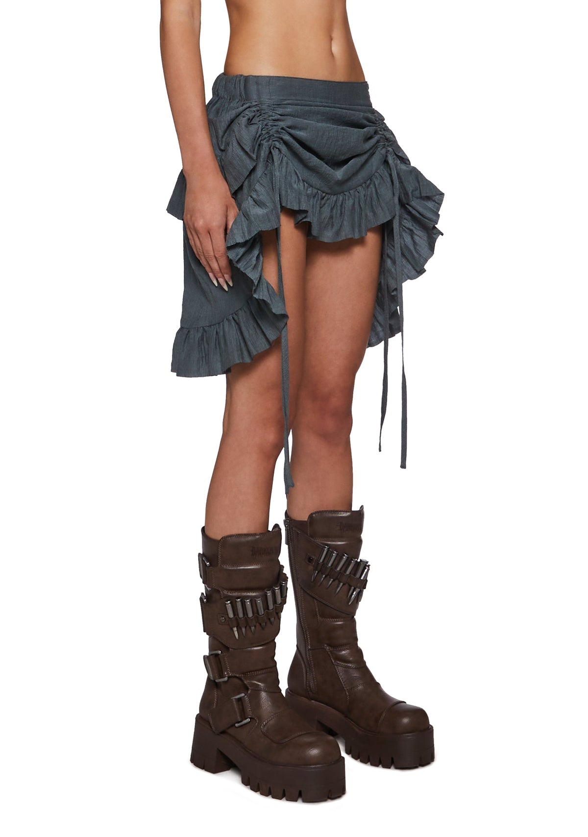 Siren Ruched Tie Mini Skirt