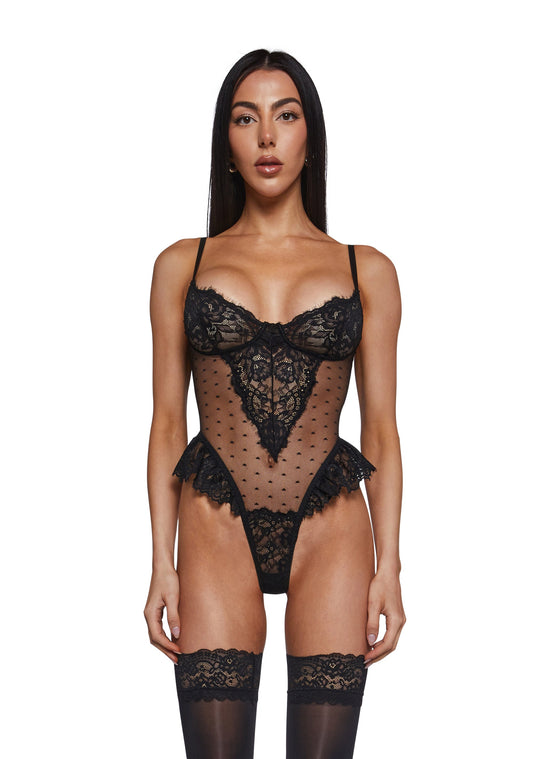 Wild Embrace Lace Bodysuit - Black