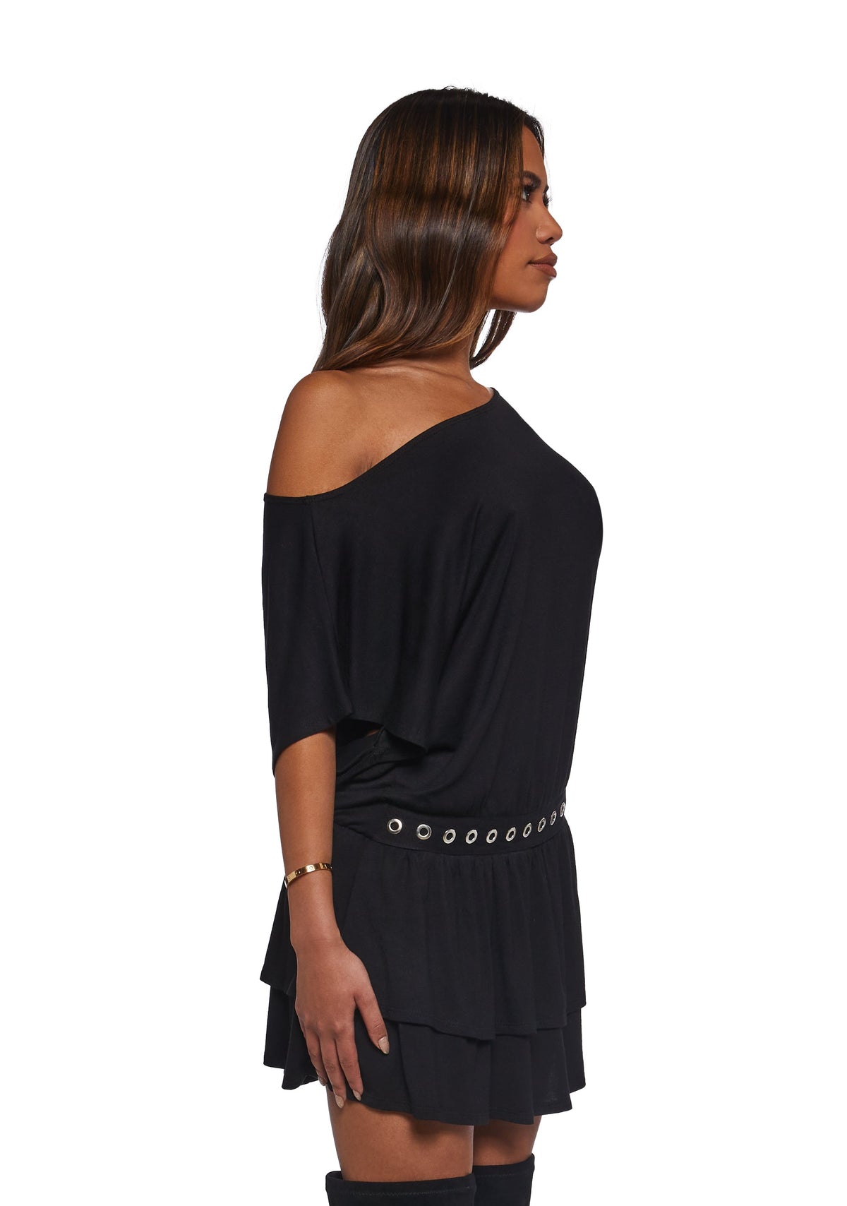 Club Time Off The Shoulder Dress - Black