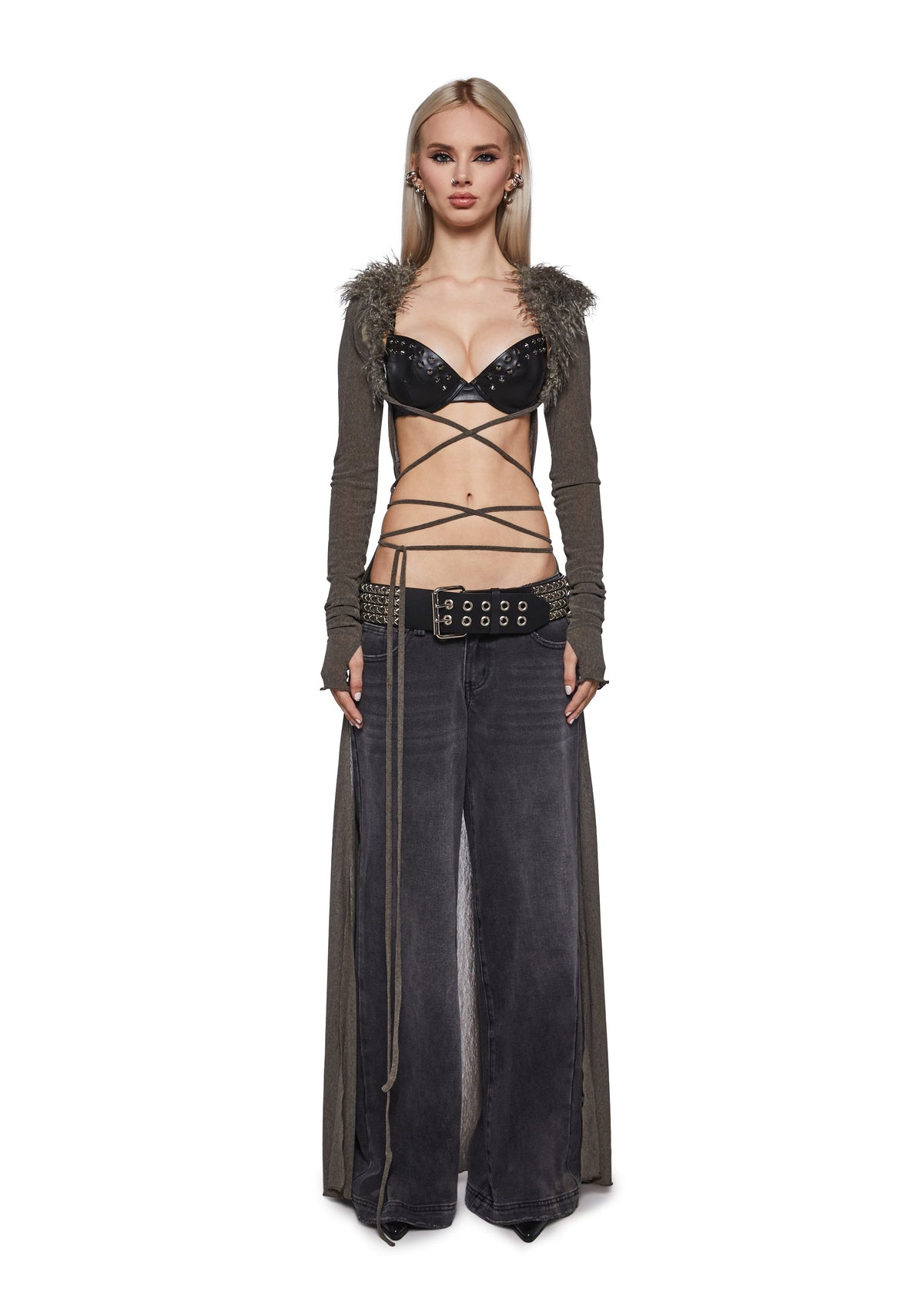 Siren Fur Collar Long Sleeve Duster