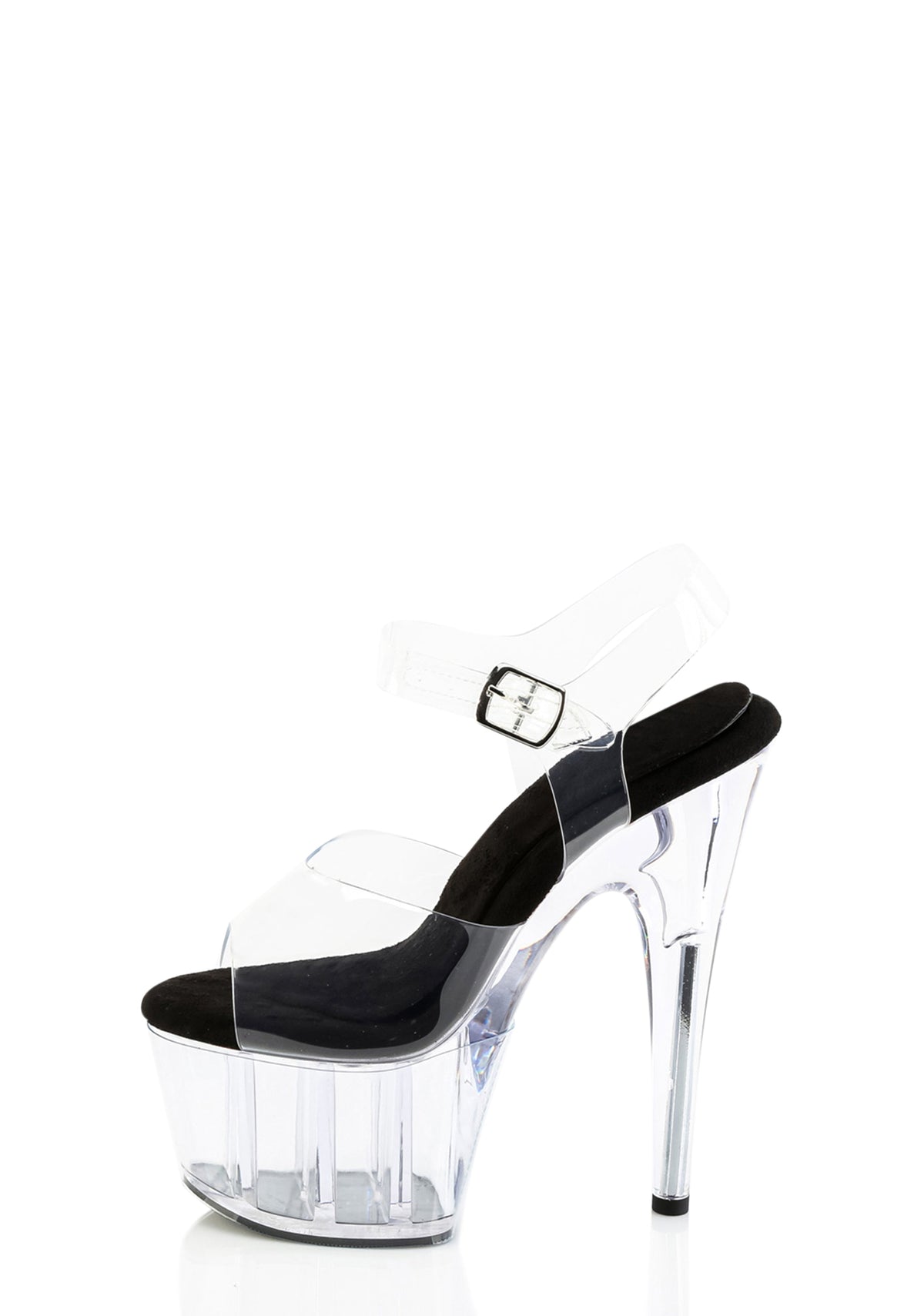 Adore-708PREM Platform Ankle Strap Sandals-Clear