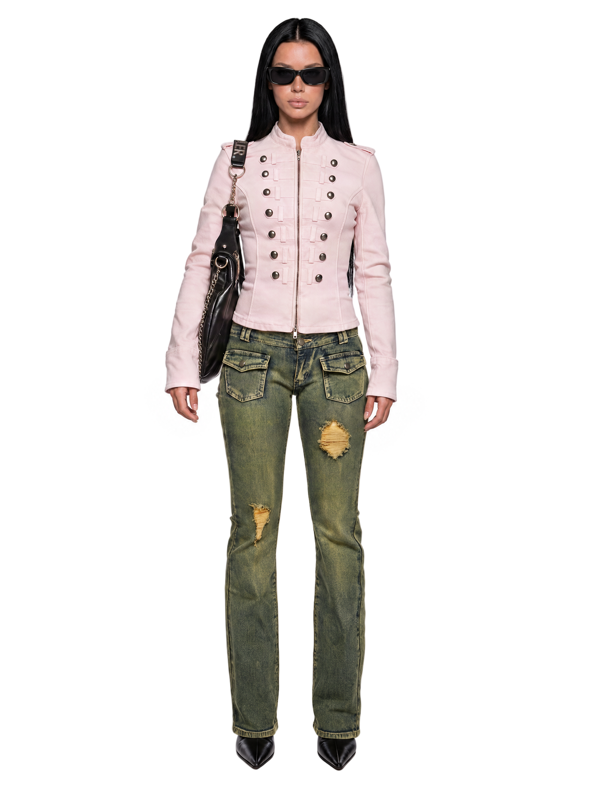 Military Parade Twill Jacket - Pink