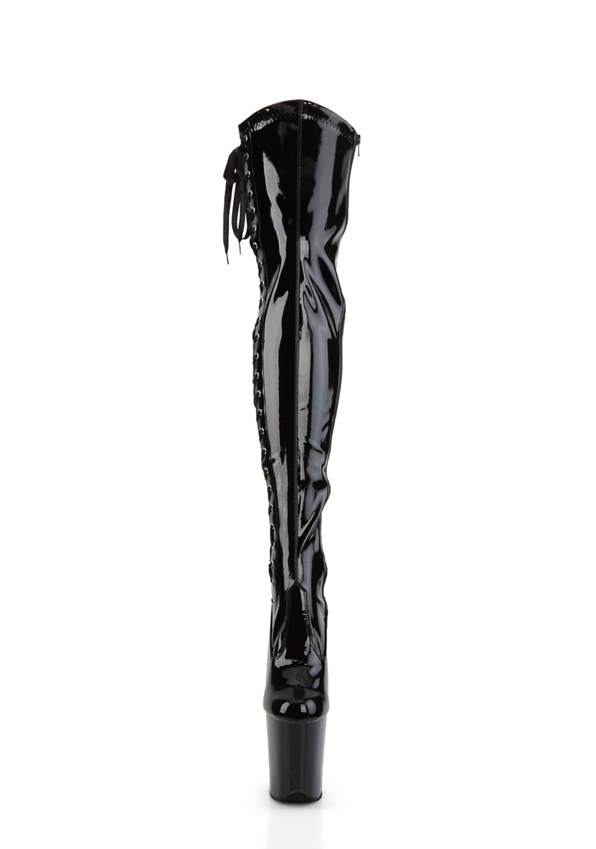 Flamingo-3050 Platform Thigh High Boots-Black