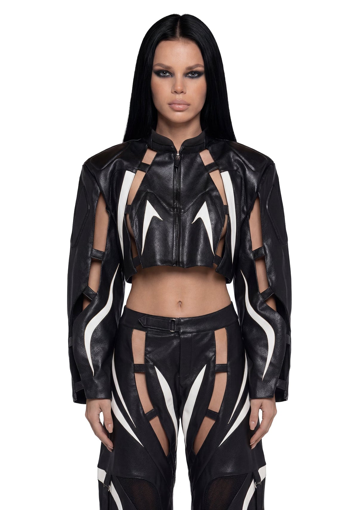 Octane Moto Floating Crop Jacket - Blk/Wht