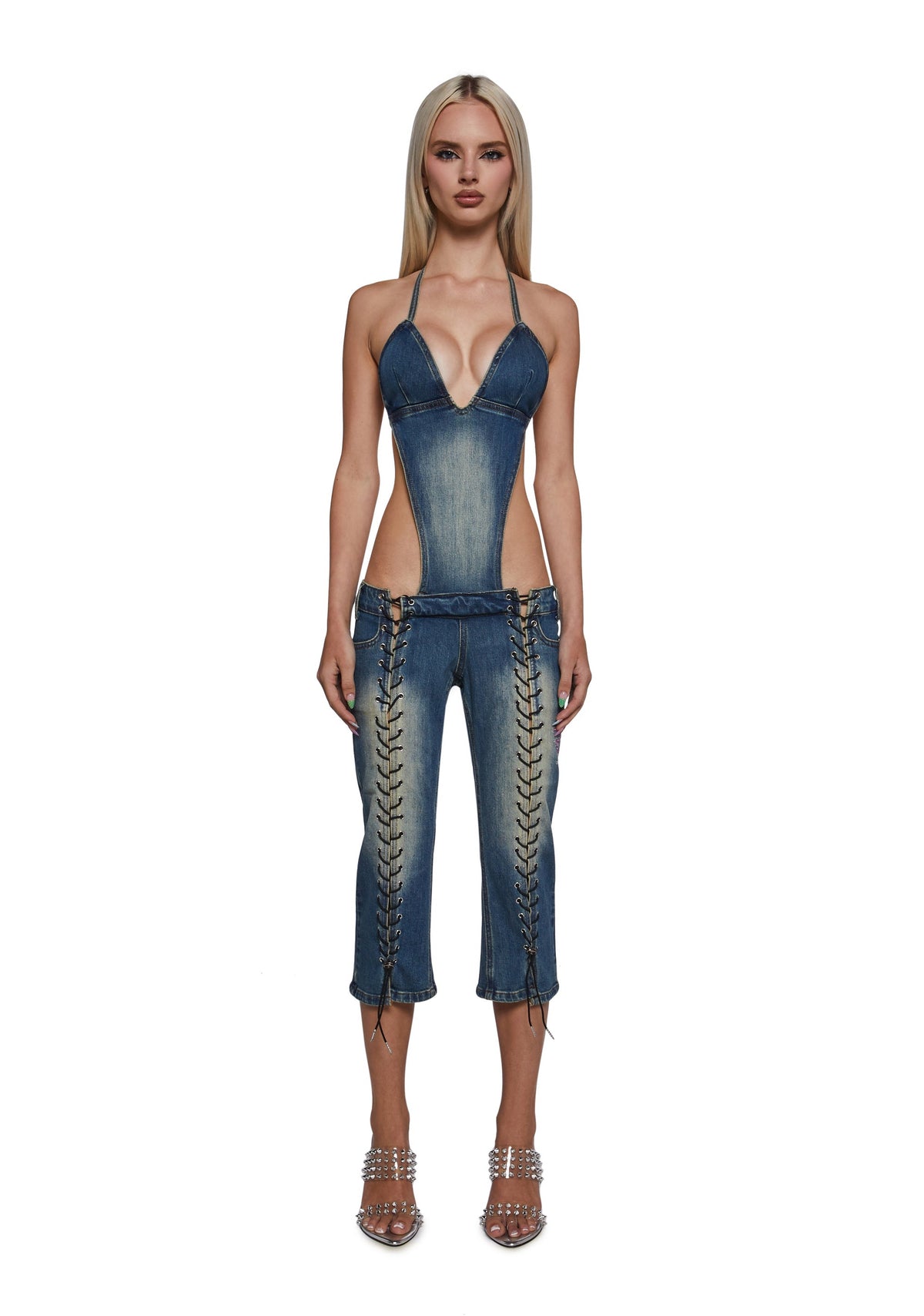 Denim Detachable Capri Jumpsuit