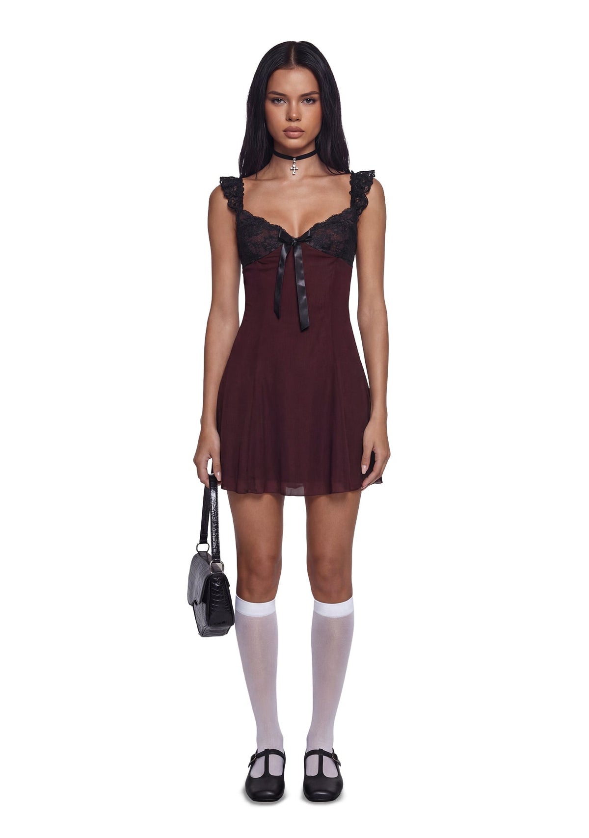 Double Date Mini Dress - Dark Red