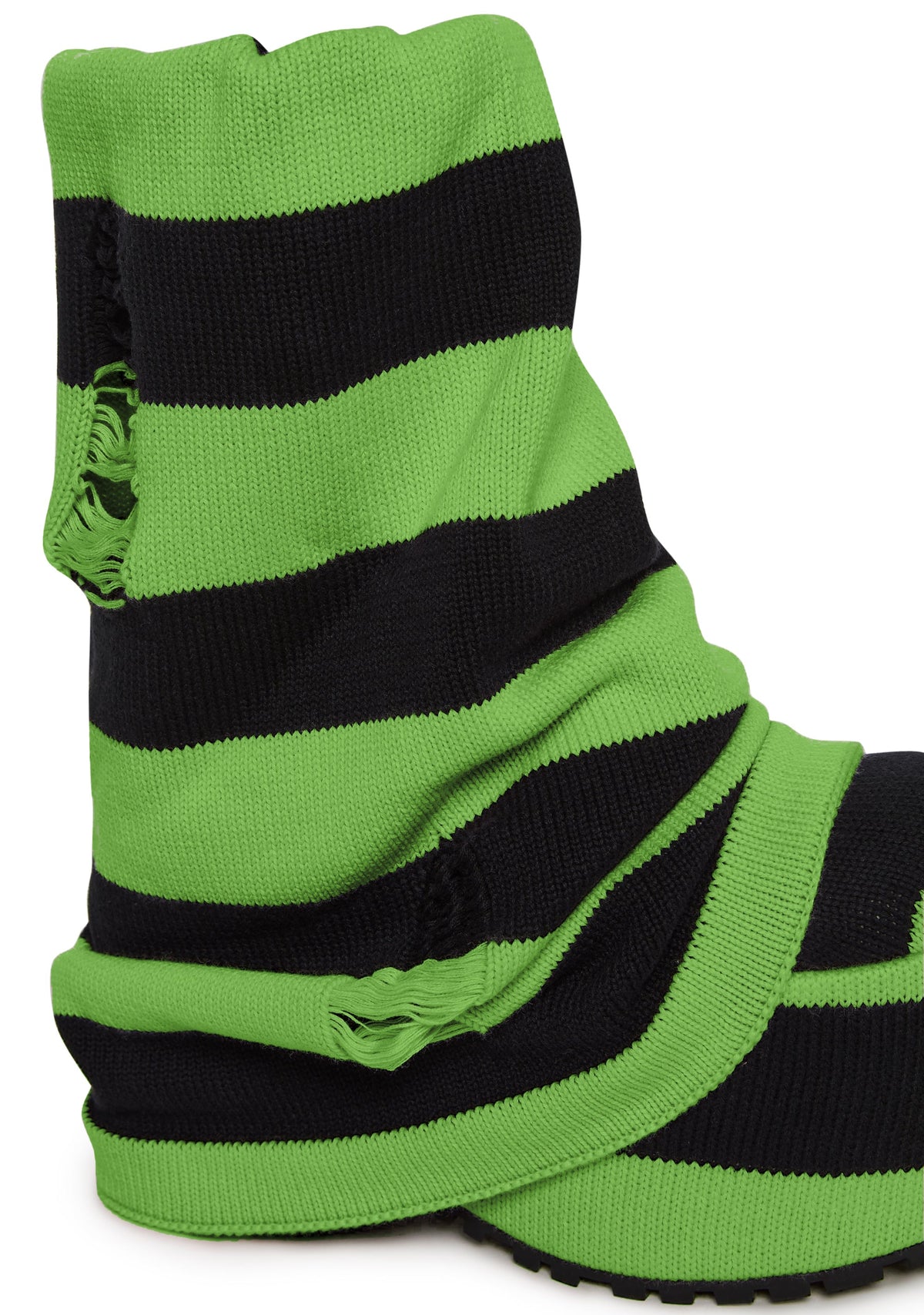 Snuggle Stripes Platform Boots - Black/Green