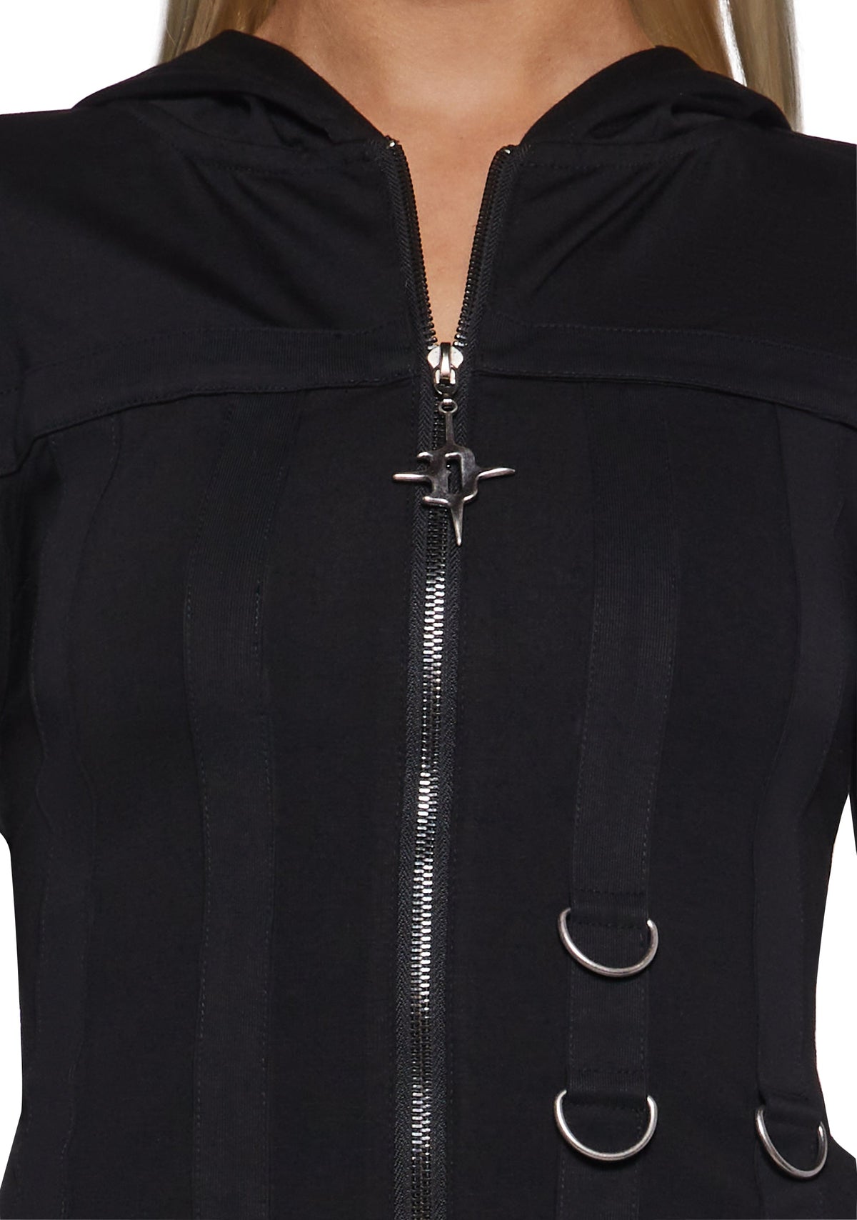 Ego Zip Fitted Hoodie With Hardware - Black