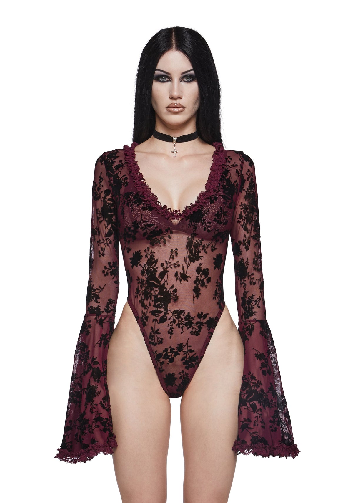 Pursuit Of Blood Mesh Bodysuit - Red