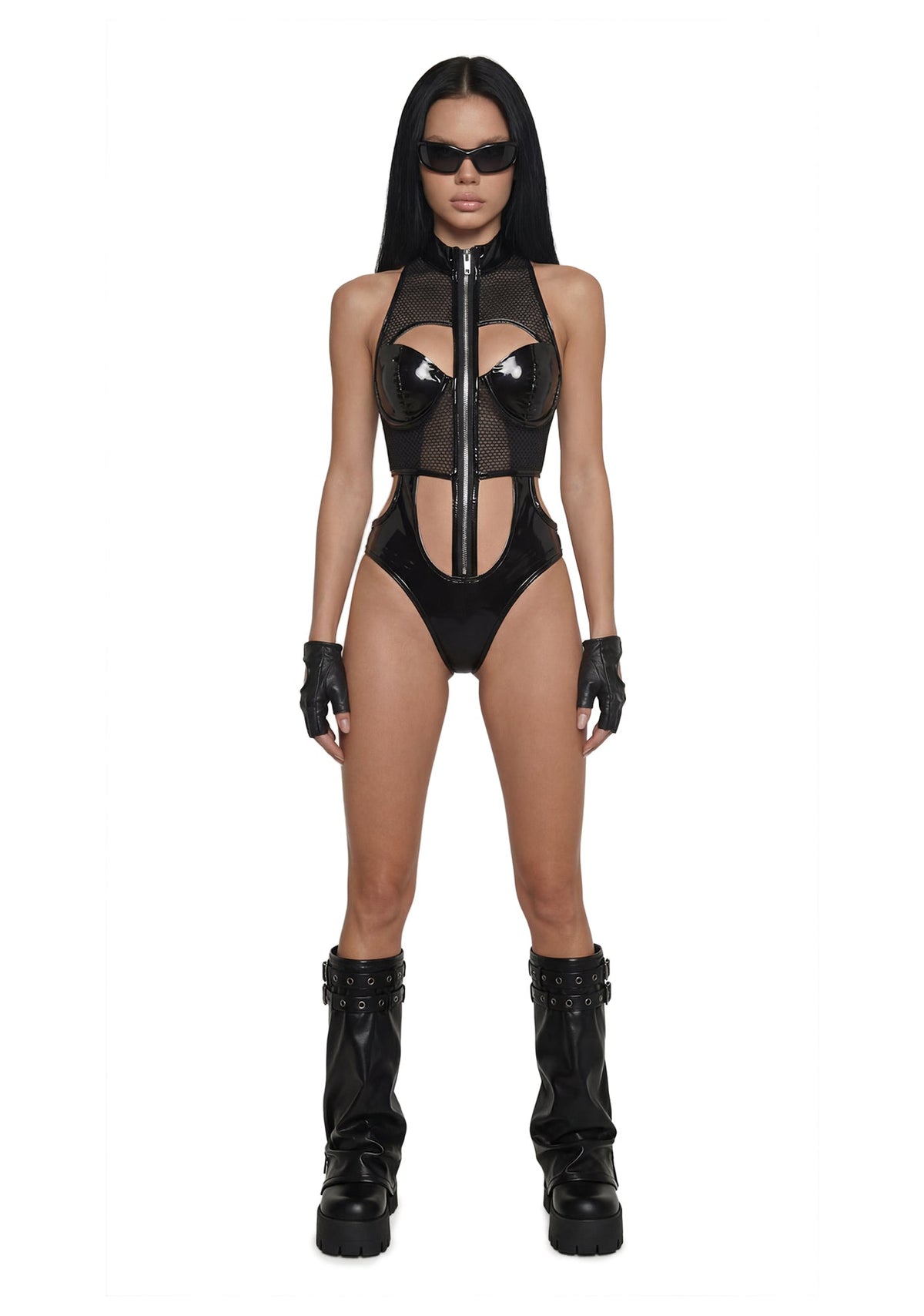 Trinity Patent Cut Out Bodysuit