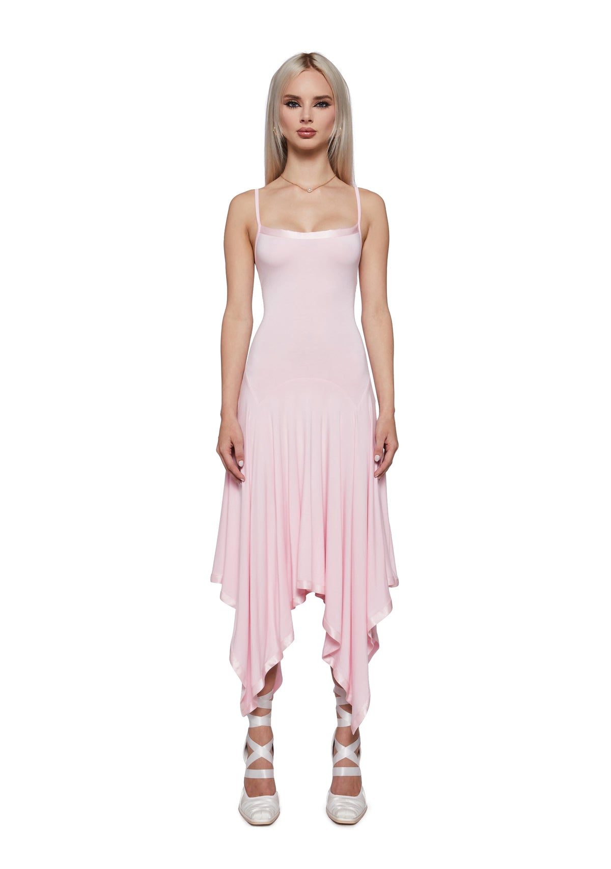 Aurora Asymmetrical Tank Midi Dress - Pink