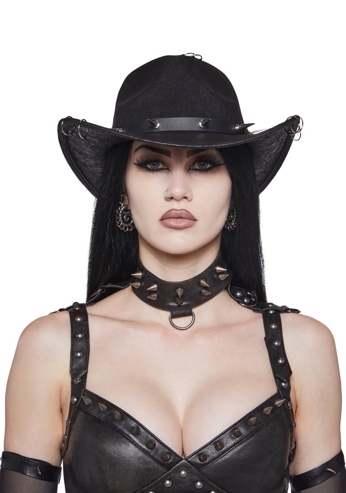Pierced Grungy Cowboy Hat - Black