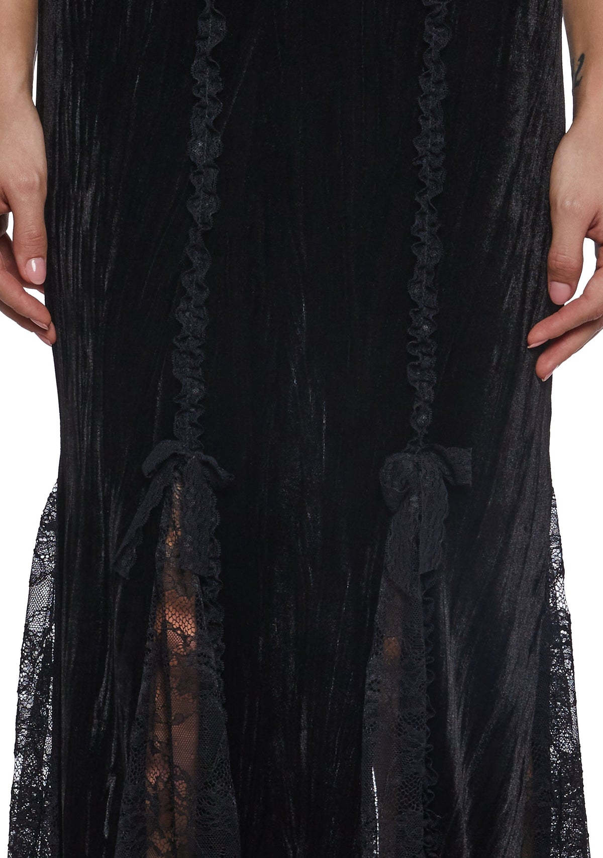 Velvet Maxi Dress With Rosettes