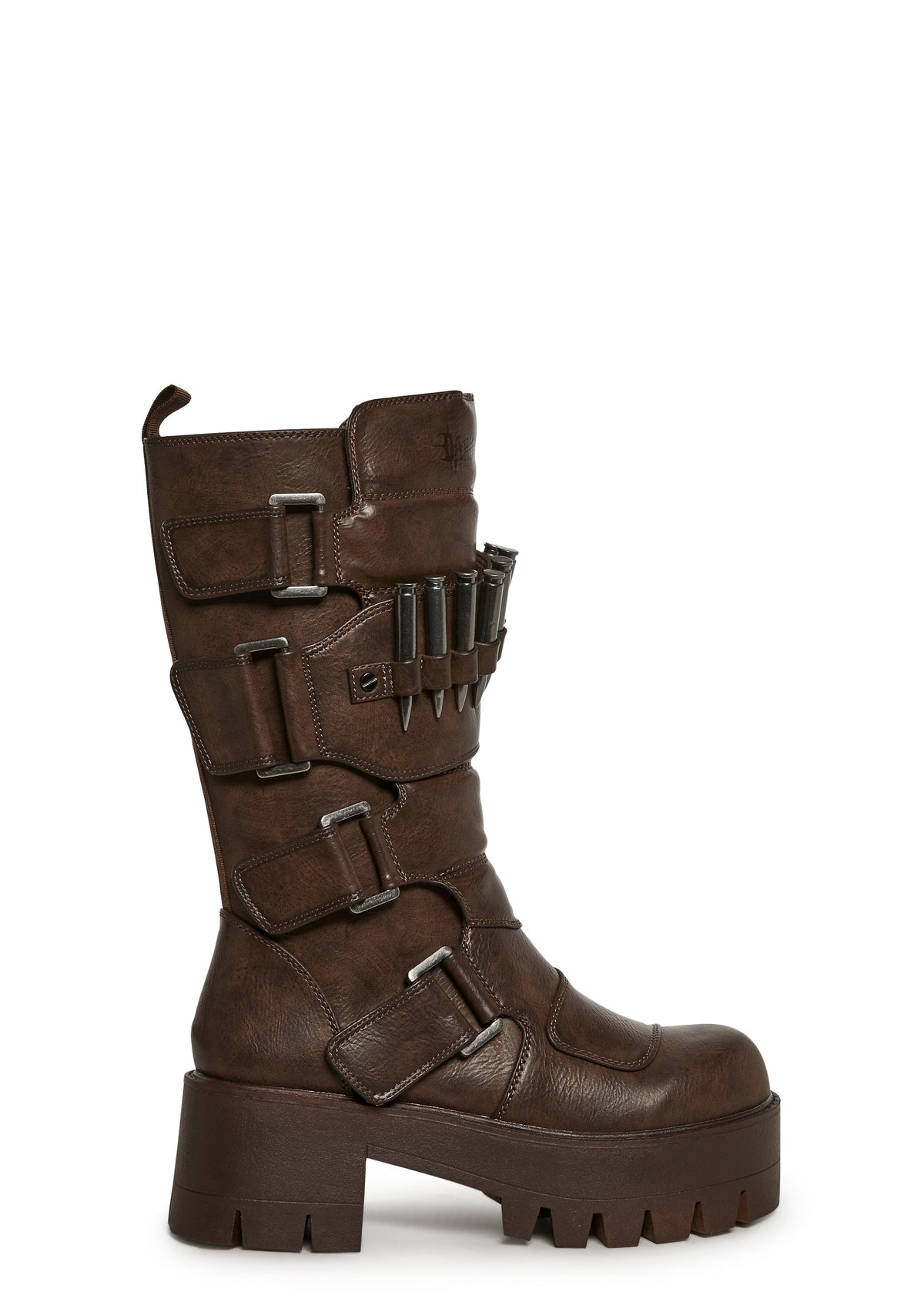 Warp Bullet Combat Platform Boots - Brown