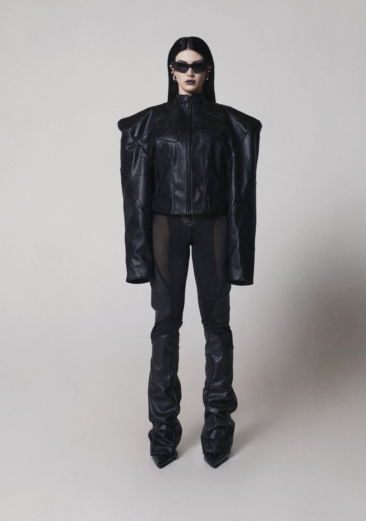 Power Shoulder Moto Jacket - Black