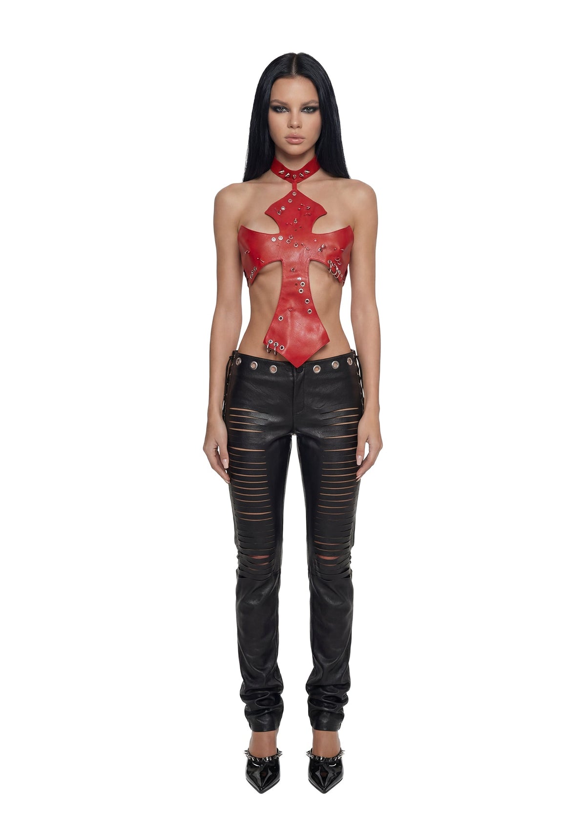 Pierced Cross Top - Red