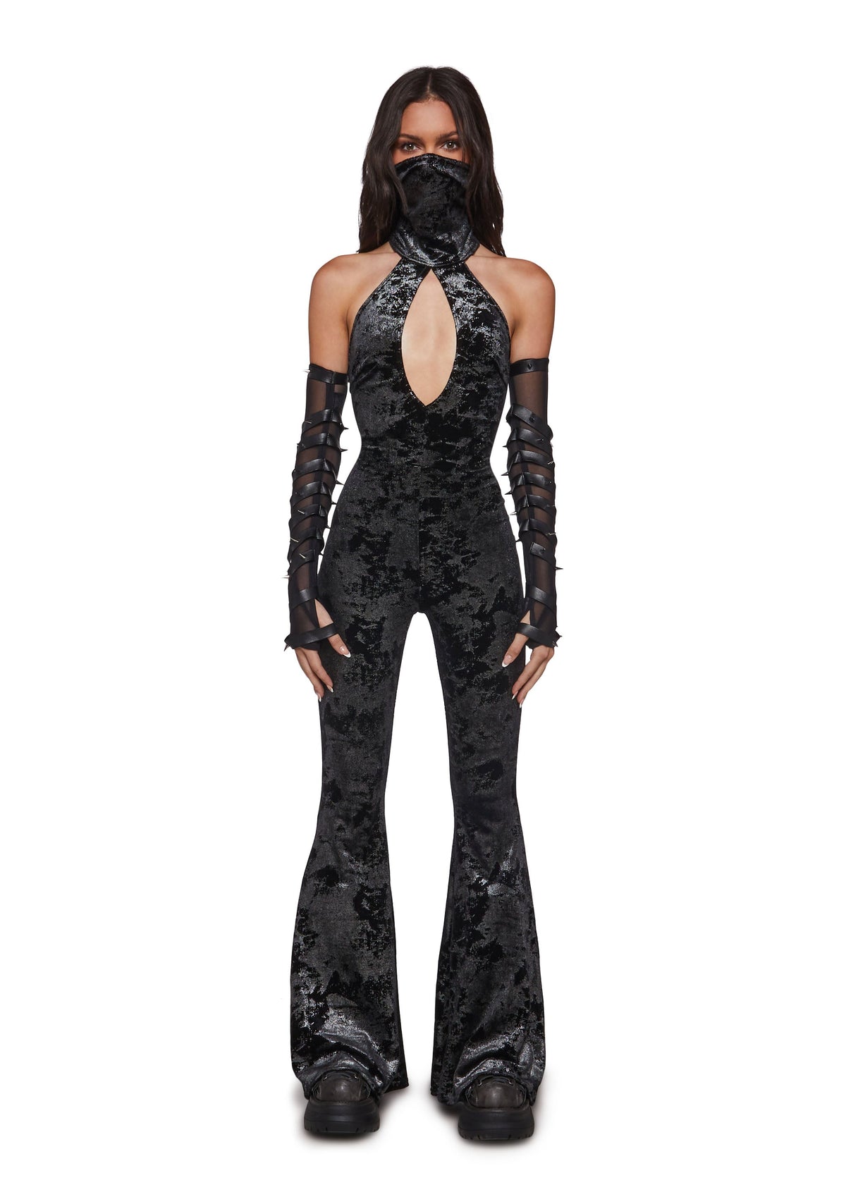 Kitana Velvet Jumpsuit with Mask