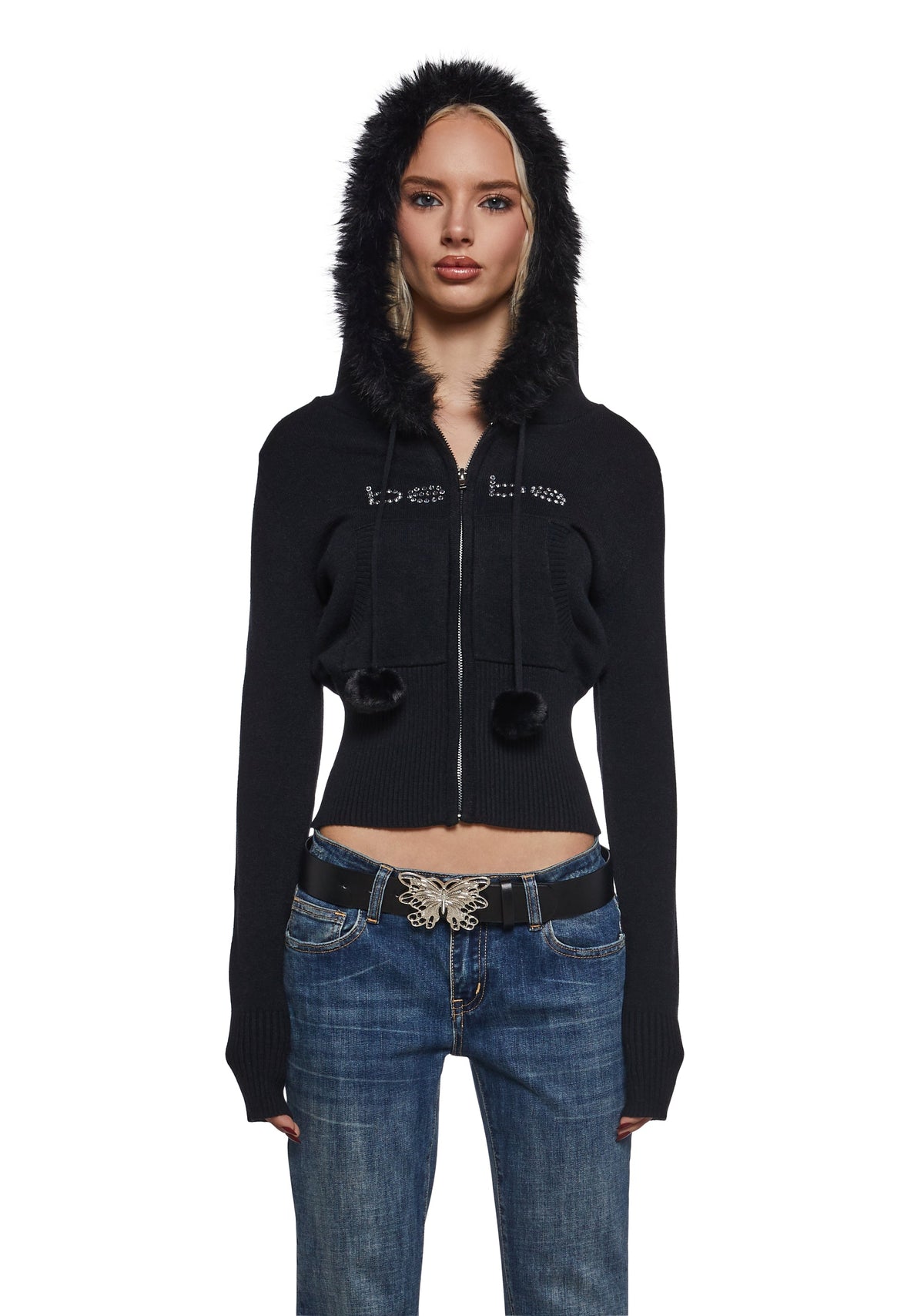 Logo Hoodie With Faux Fur Trim