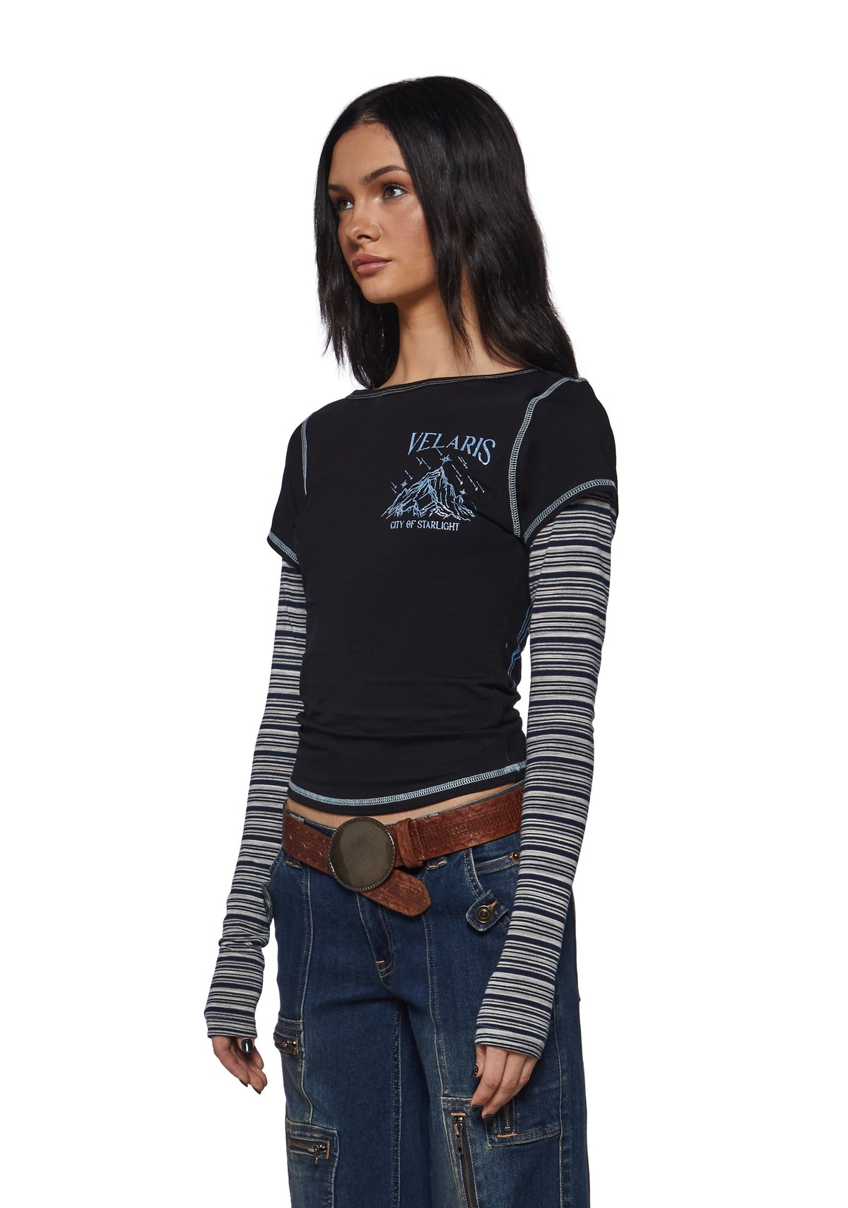 Illyrian™  Bat Boy Twofer Long Sleeve tee