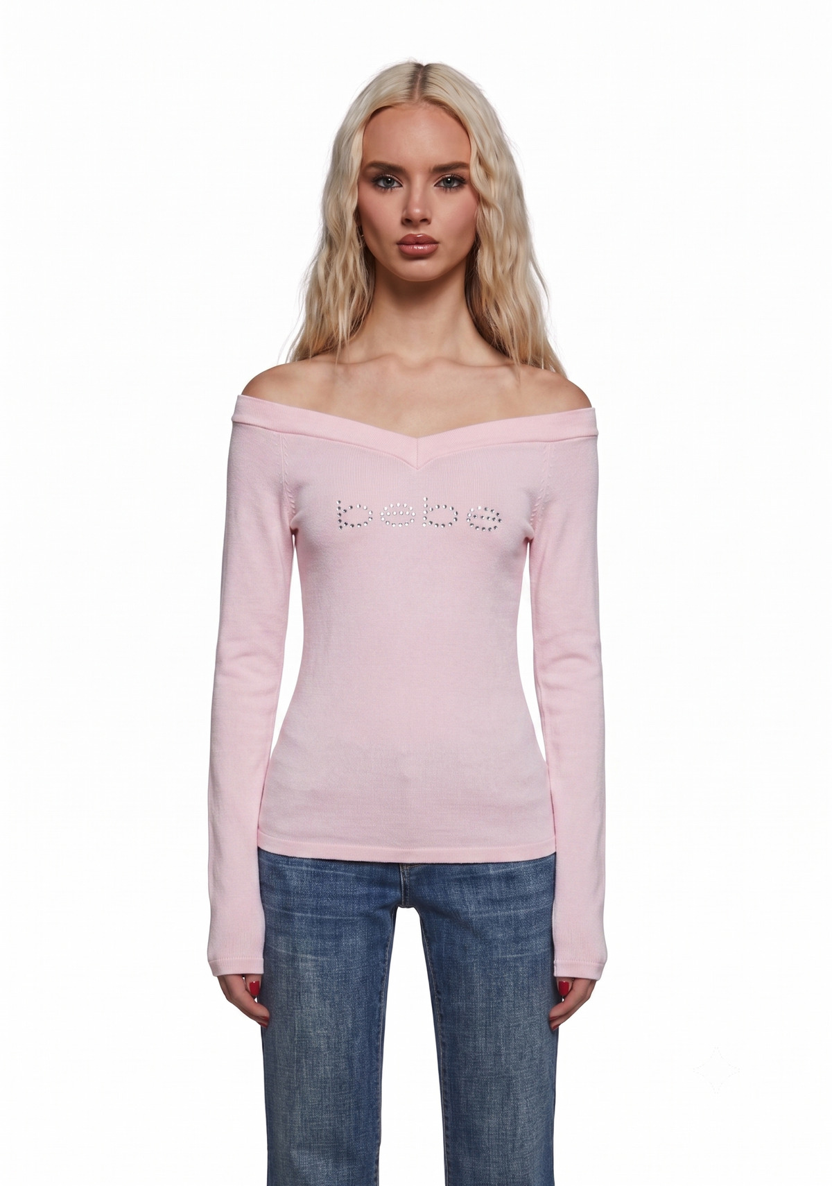 Logo Off The Shoulder Top - Pink