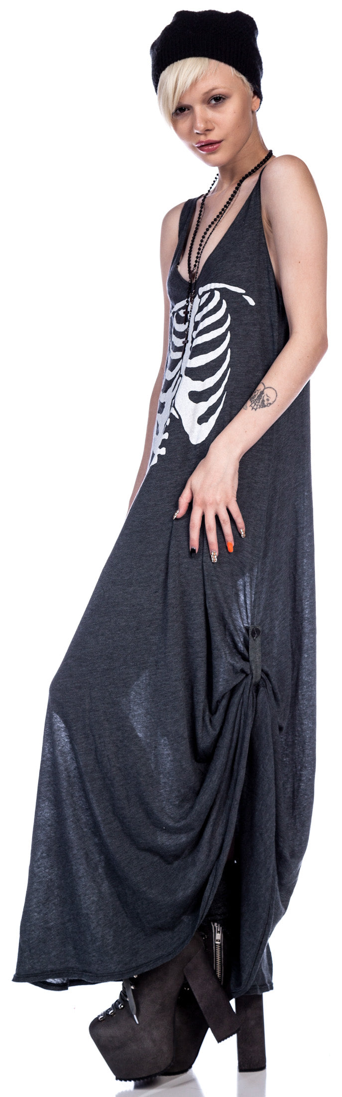 Inside Out Grunge Maxi Dress - Black