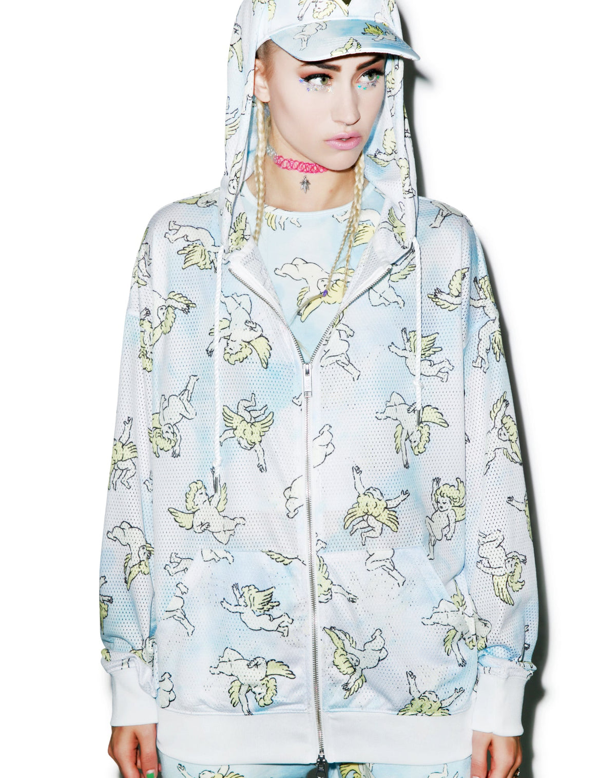 Risen Sky Mesh Hoodie - Light Blue