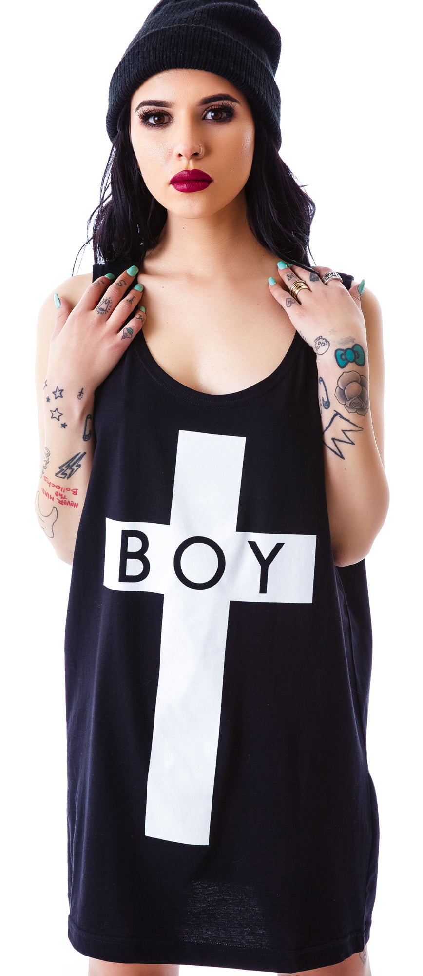 x BOY London Boy Cross Oversized Tank - Silver