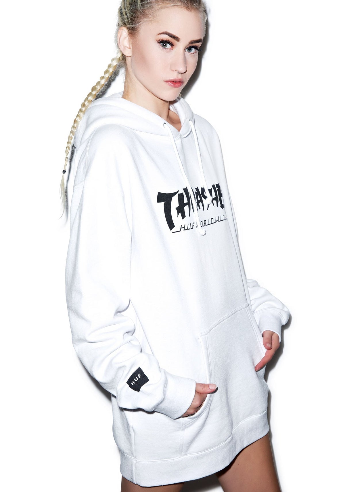HUF X Thrasher Asia Tour Pullover Hoodie - Light Gray