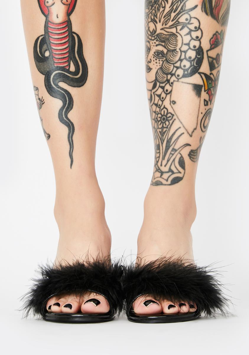 Sasha Marabou Kitten Heels - Black