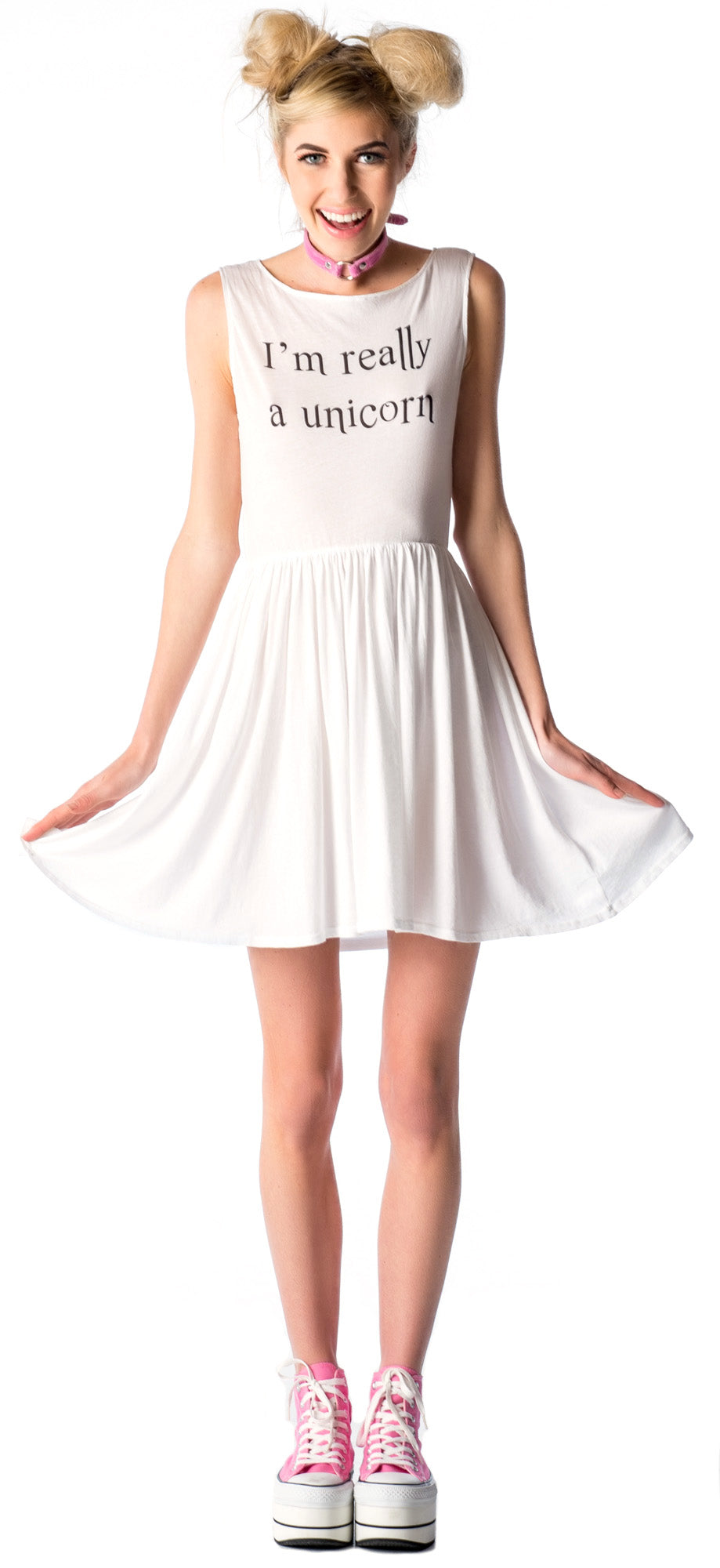 Really A Unicorn 90s Baby Doll Dress - White