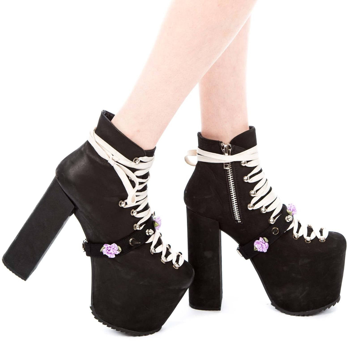 Spikes and Flower Shoe Garter - Pink