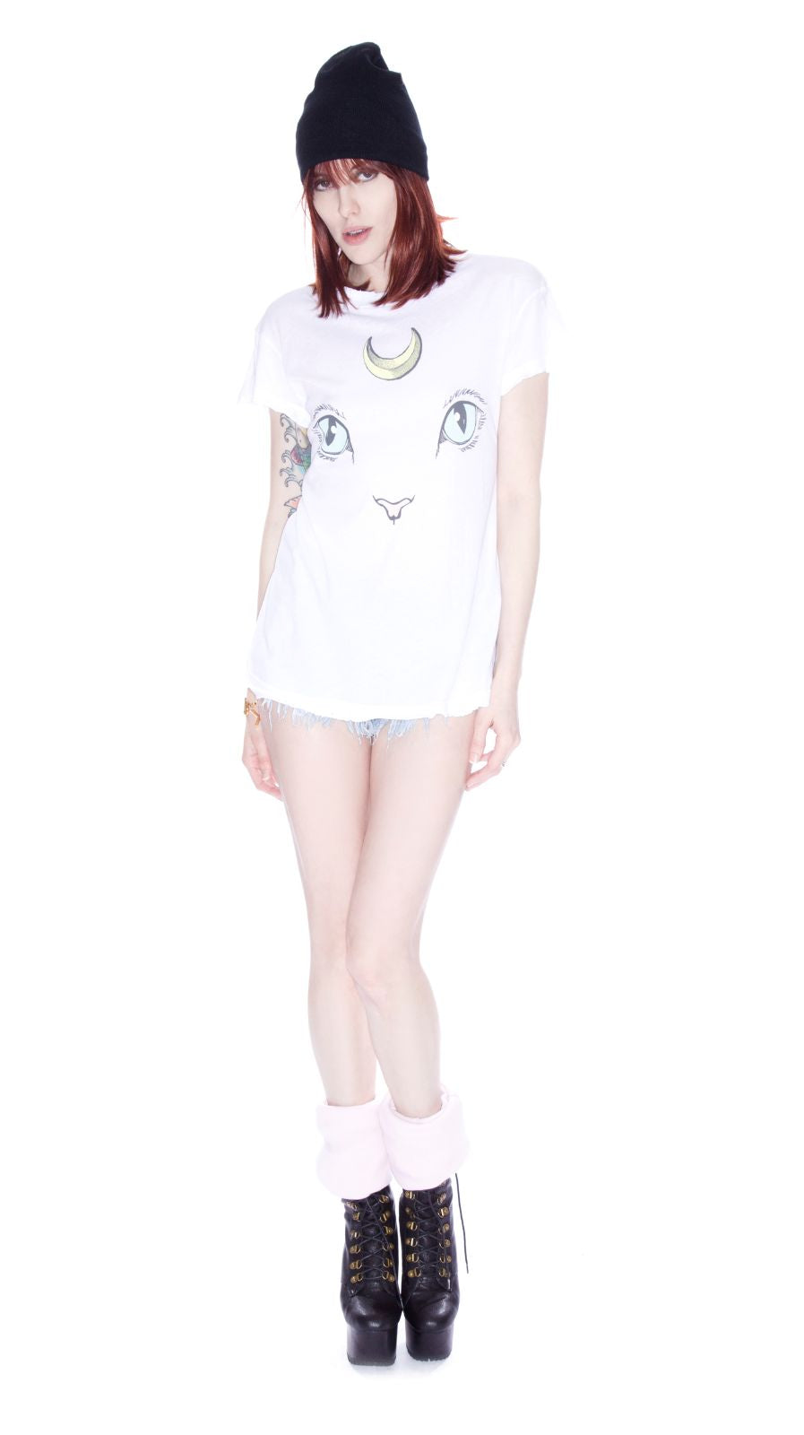 Cat and Moon Desert Crew - Black