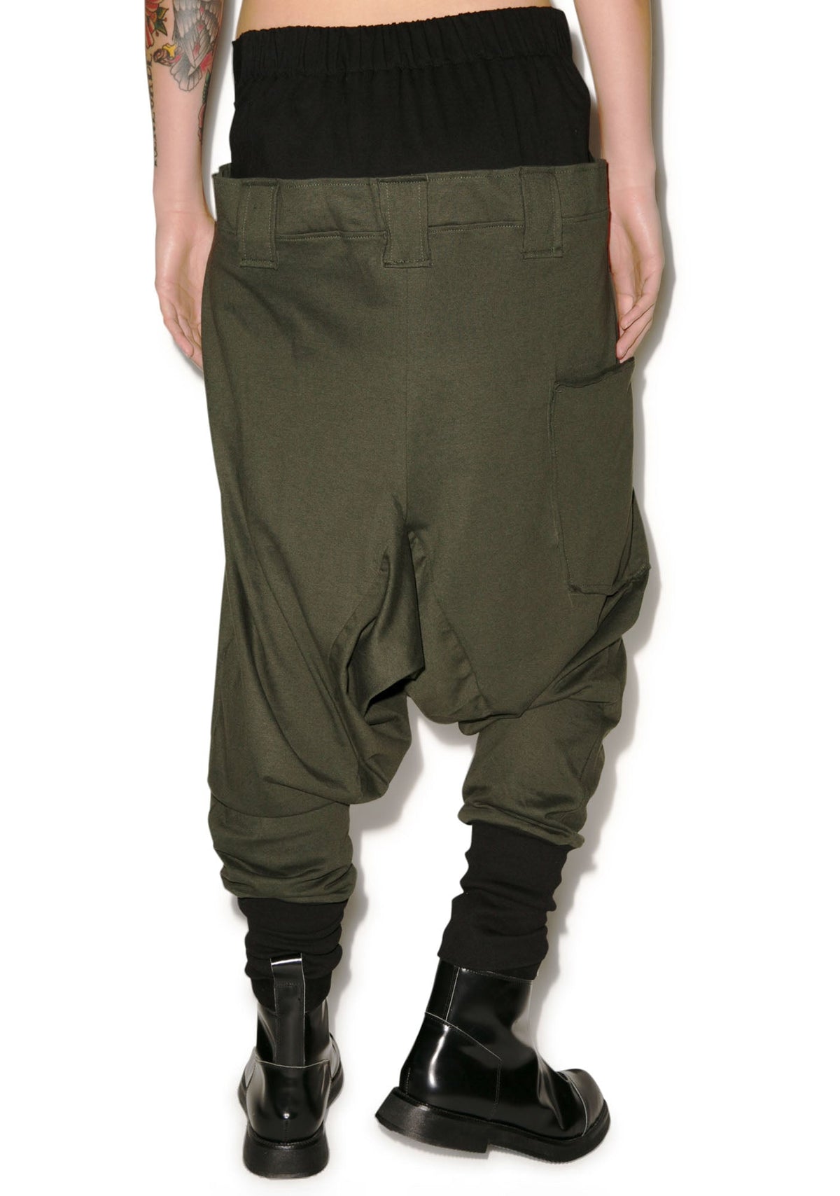 Rust Drop Crotch Pants - Dark Green