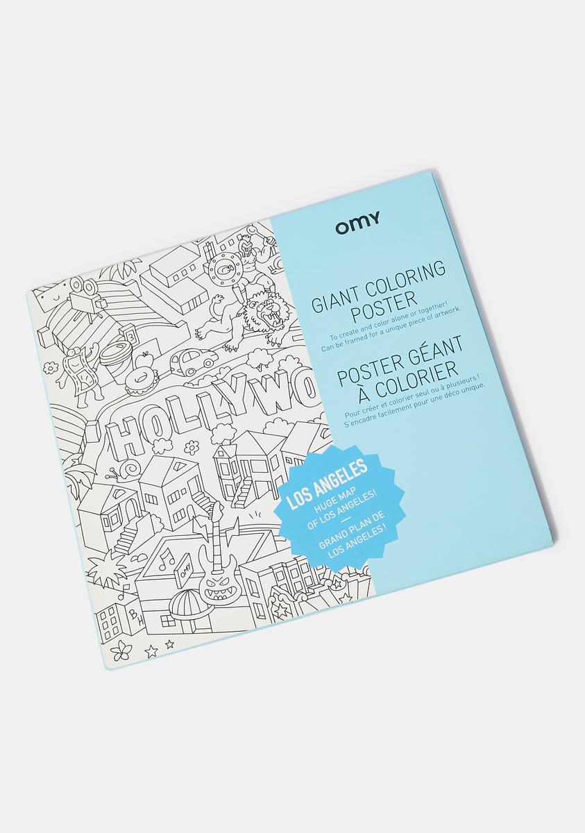 Giant Los Angeles Coloring Poster - Blue