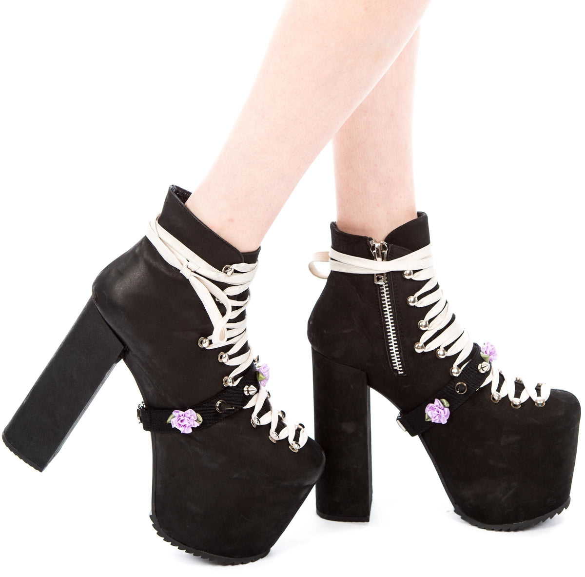 Spikes and Flower Shoe Garter - Pink