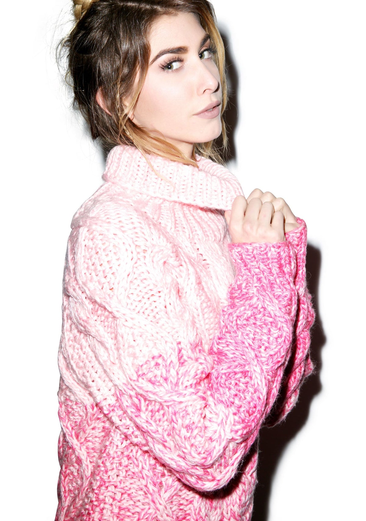 Slow Yer Roll-Neck Jumper - Pink