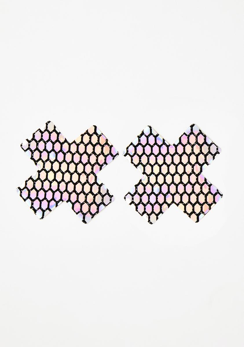 Mirrored Holographic Cross Pasties