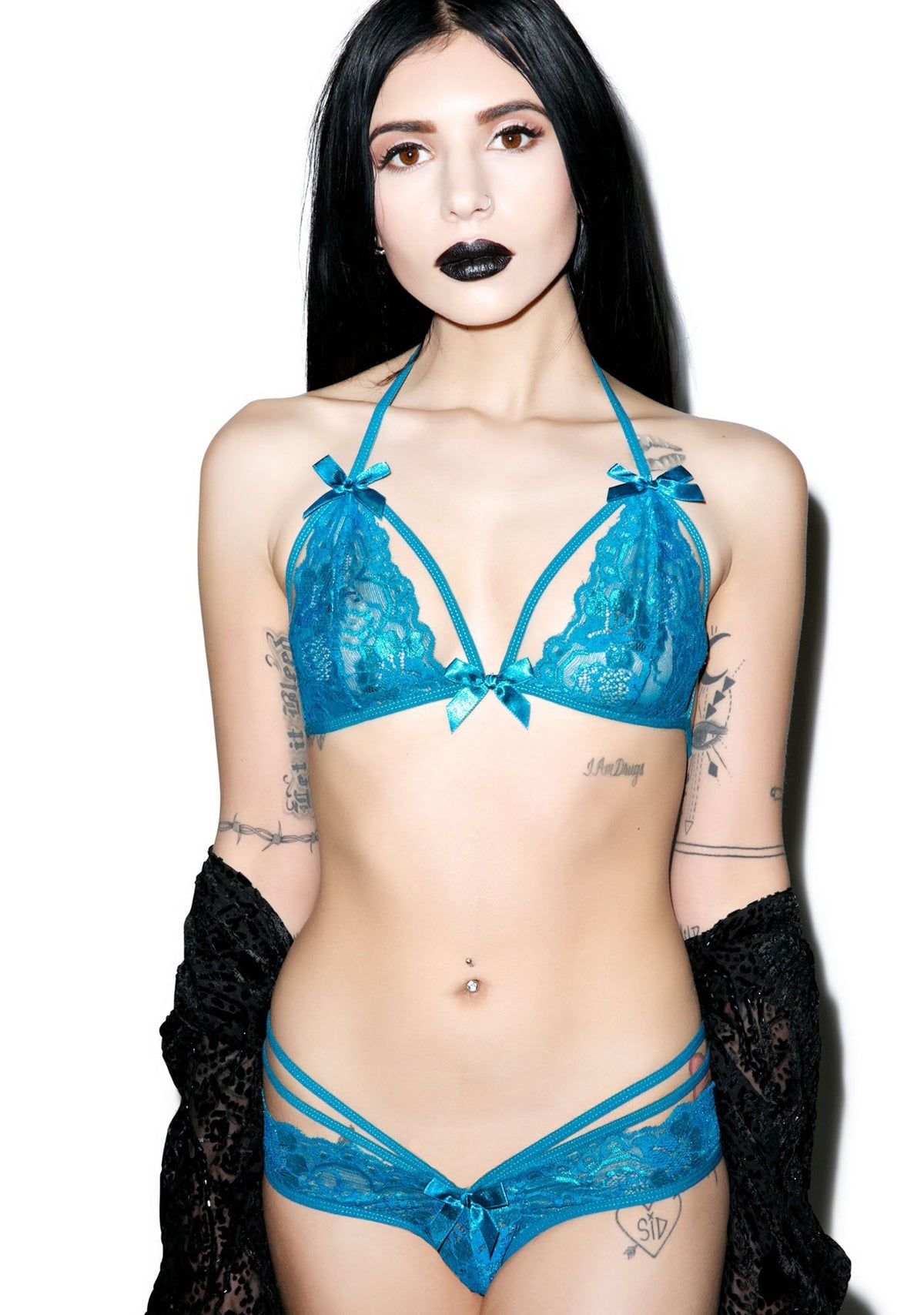 Take A Peek 2 Piece Lace Set - Light Blue