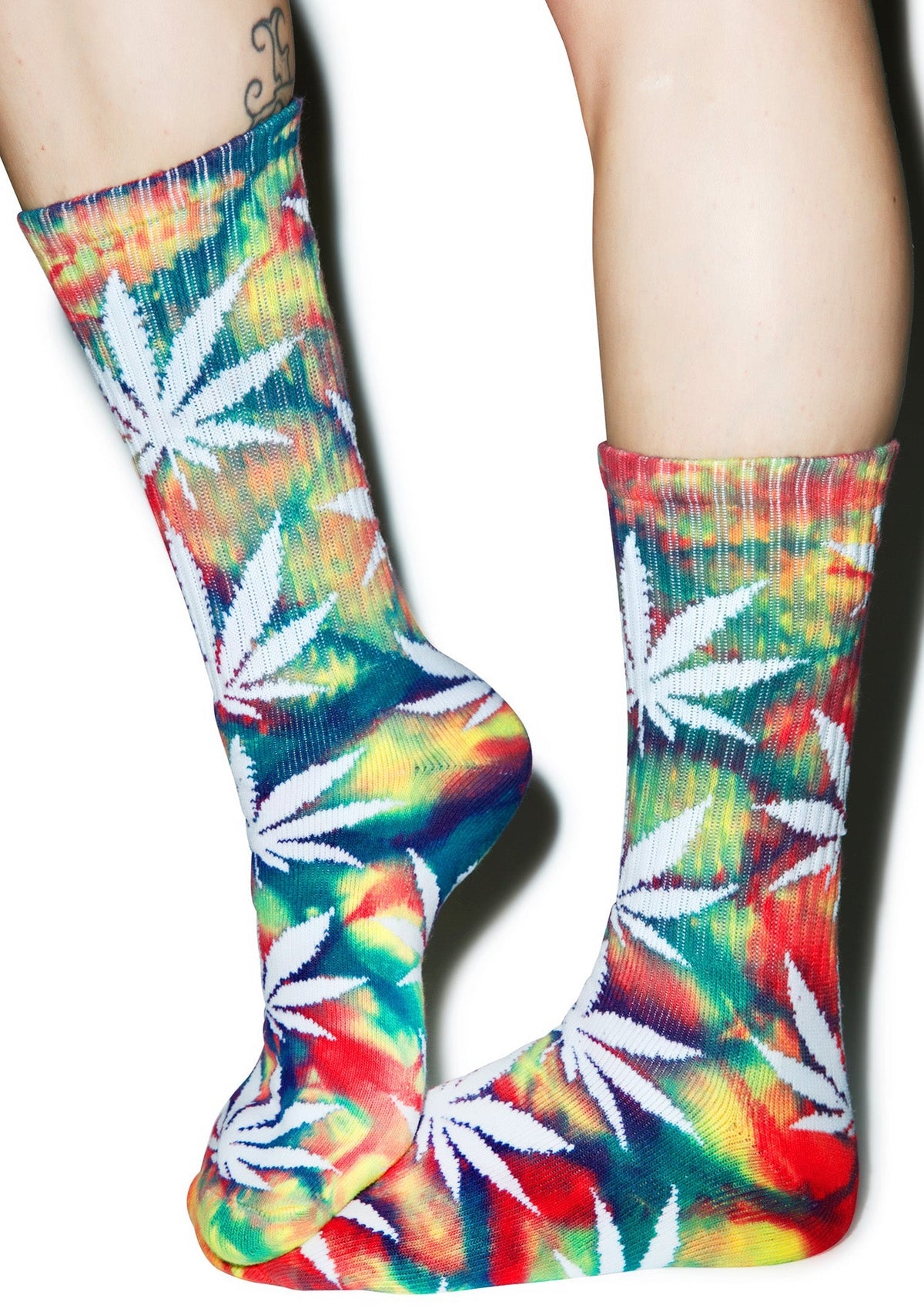 Tie Dye Plantlife Crew Sock - Dark Blue