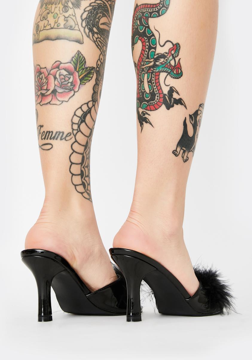 Sasha Marabou Kitten Heels - Black