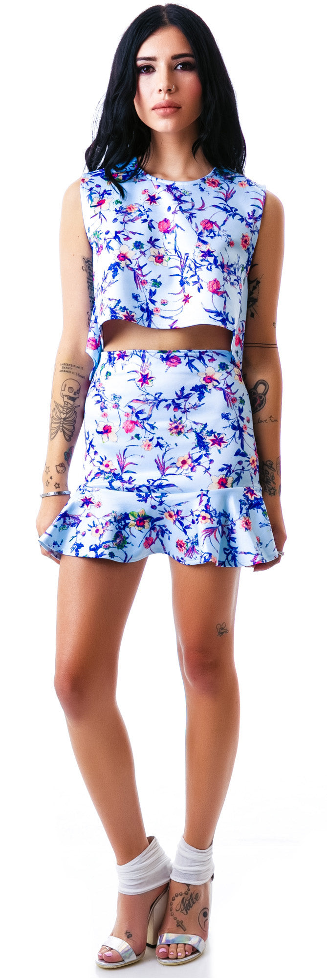 Flora Peplum Talk Skirt - Black