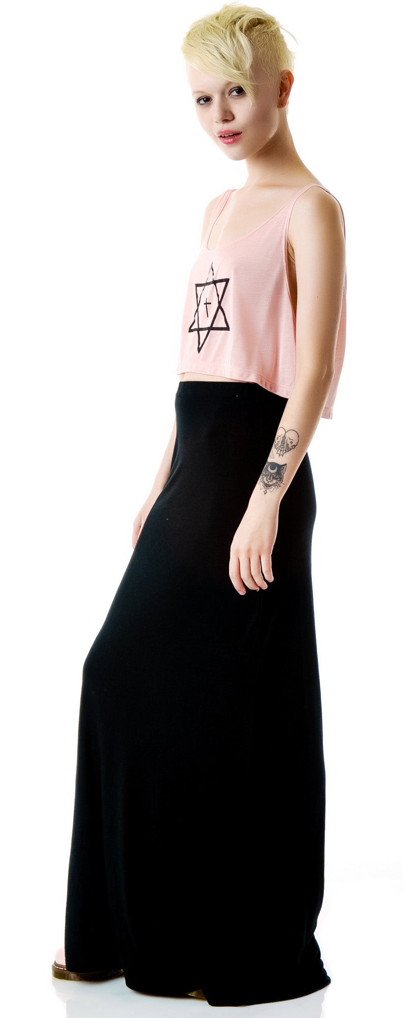 Trippy Cropped Tank Top - Light Blue
