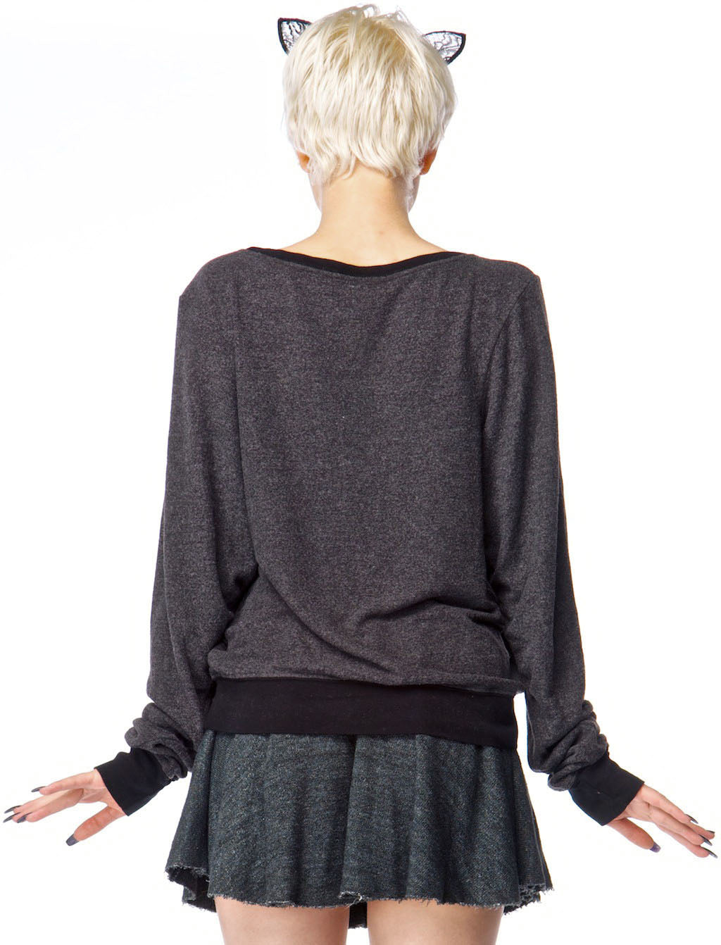 Meow! Baggy Beach Jumper - Black