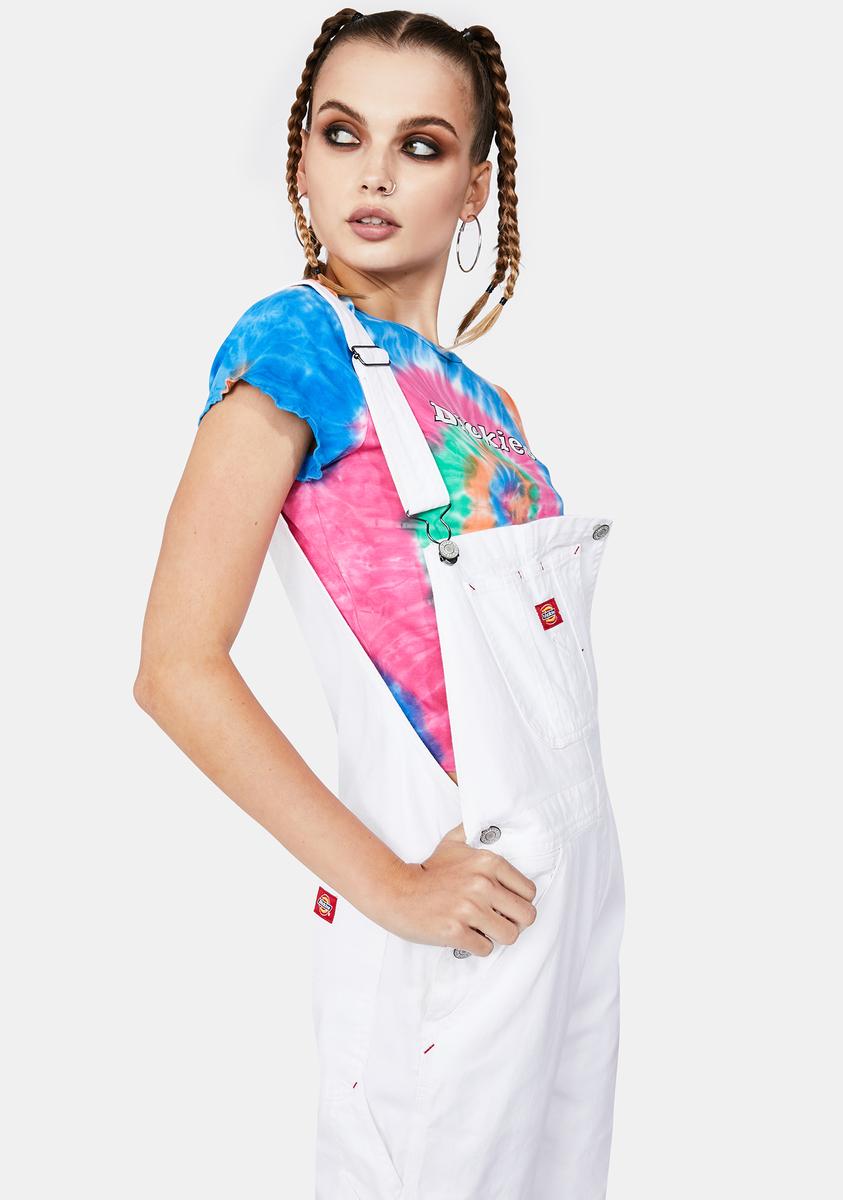 White Relaxed Straight Leg Carpenter Overalls