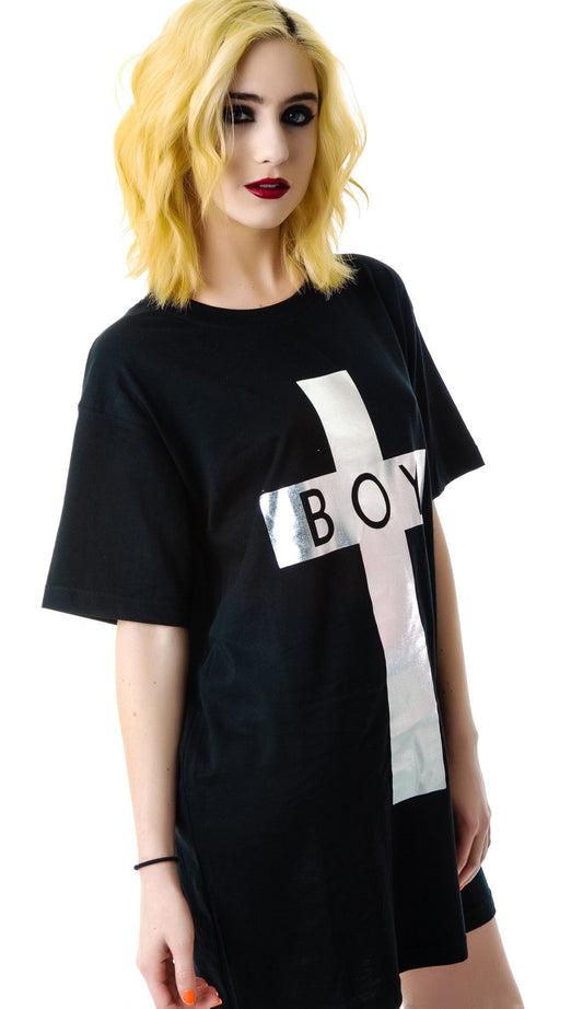 x BOY London Boy Cross Oversized Tee - Gold