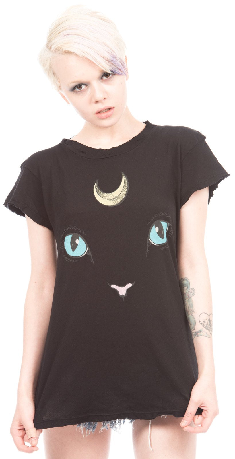 Cat and Moon Desert Crew - Black